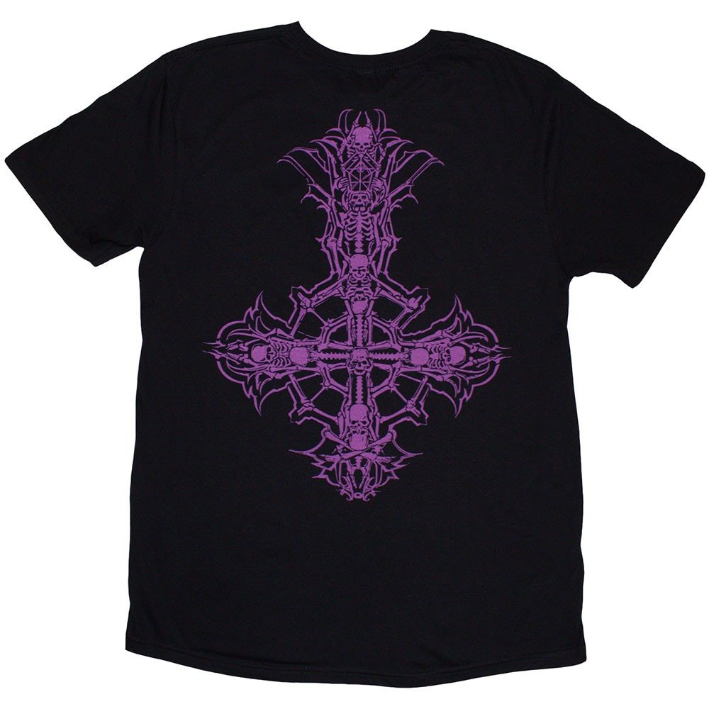 Ghost - Metal Logo & Purple Grucifix Heren Tshirt - Zwart